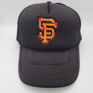 San Francisco Giants Hearts Snapback Nissun Rope Mesh Back Trucker Black Hat Cap